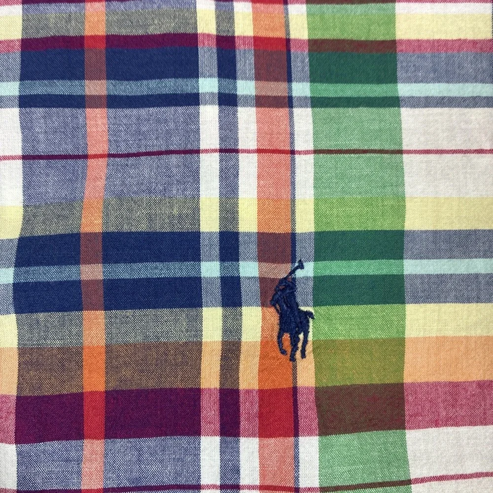 Polo Ralph Lauren Indian Madras Plaid Mens 2XLT Tall Cotton Button Down Shirt